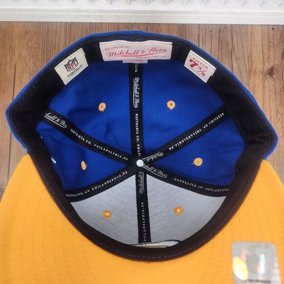 Mitchell Ness Los Angeles LA Rams Fitted 7 3/8 Hat Cap Blue Yellow NFL 100% Wool - Picture 9 of 11
